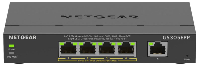 NETGEAR 5-Port Gigabit Ethernet High-Power PoE+ Plus Switch (GS305EPP)