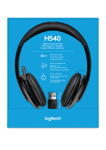 Logitech H540 USB Computer Headset Met high-definition geluid en knoppen op het oorstuk