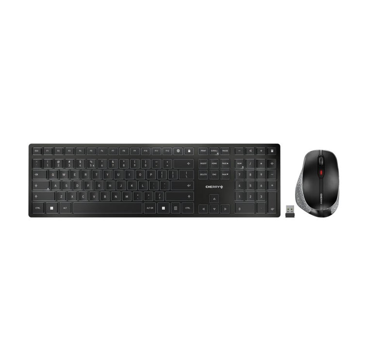 CHERRY DW 9500 SLIM toetsenbord Inclusief muis RF-draadloos + Bluetooth QWERTY Engels Zwart, Grijs