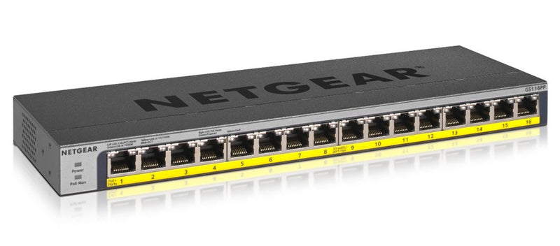 NETGEAR GS116PP Unmanaged Gigabit Ethernet (10/100/1000) Power over Ethernet (PoE) Zwart